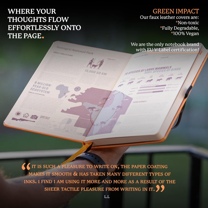 Dingbats* Notebooks Dingbats* Earth Dotted Writing Journal Notebook A5 - Vegan Leather Hardcover - Ideal for Work, Travel - Pocket, Elastic Closure & Bookmark - Image 4